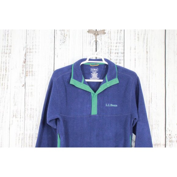 LL Bean Beans Classic Snap Fleece Pullover Sweater Night Size Small - Picture 2 of 9